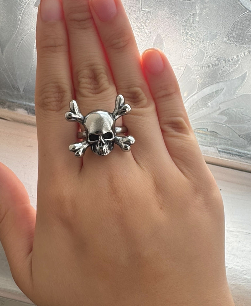 Detailed Non Tarnish Skull Ring Waterproof Durable Open Size
