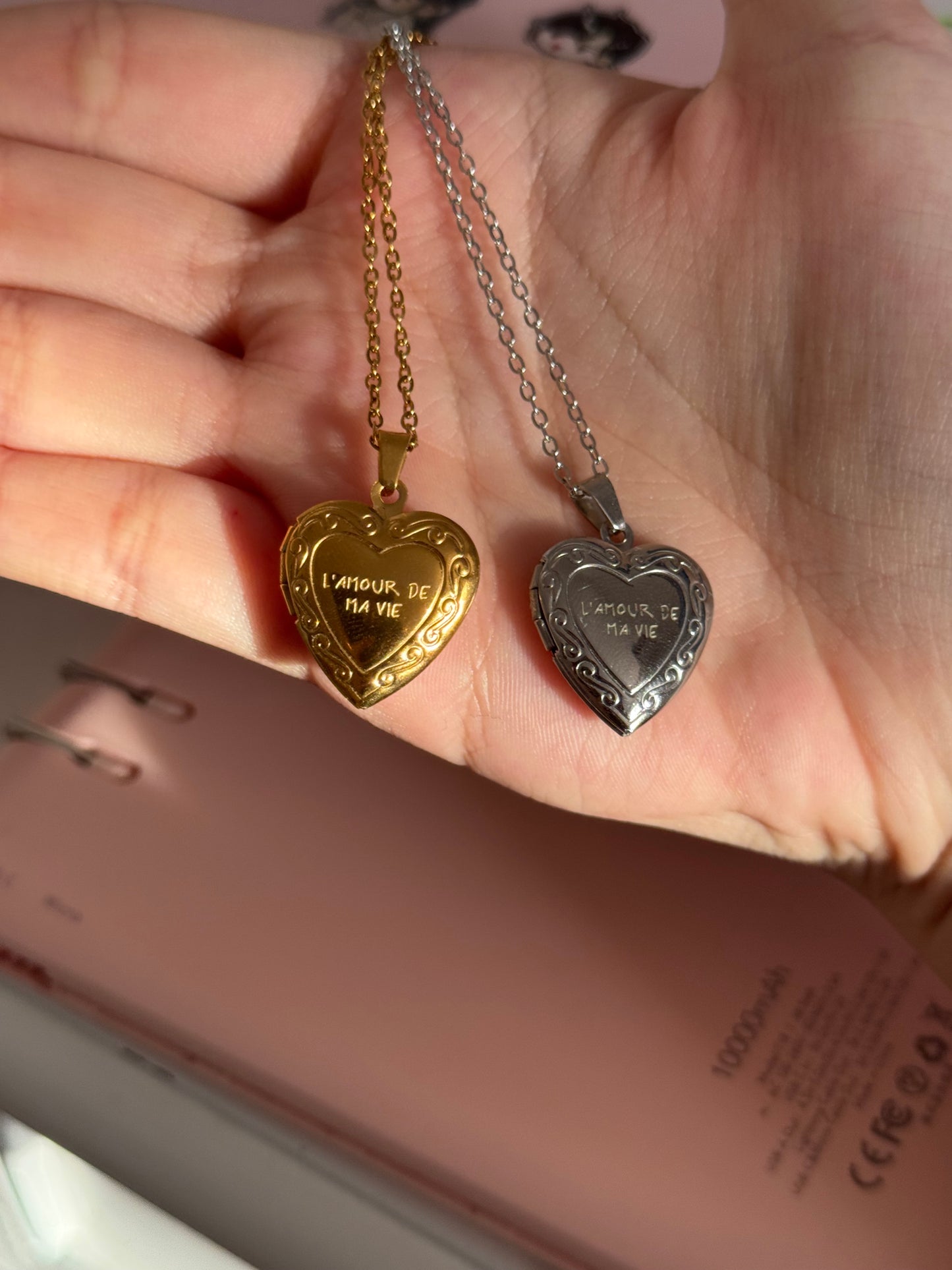 L’amour silver + gold heart locket stainless steel COMES WITH PHOTO SHOWN IN LISTING
