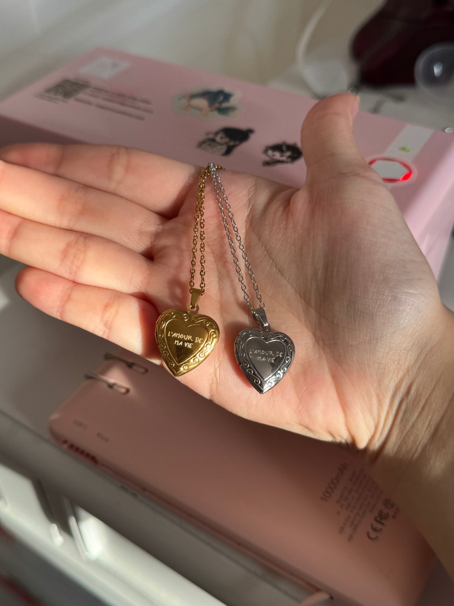 L’amour silver + gold heart locket stainless steel COMES WITH PHOTO SHOWN IN LISTING