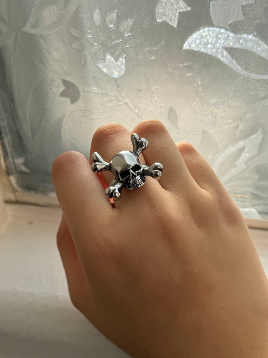 Detailed Non Tarnish Skull Ring Waterproof Durable Open Size