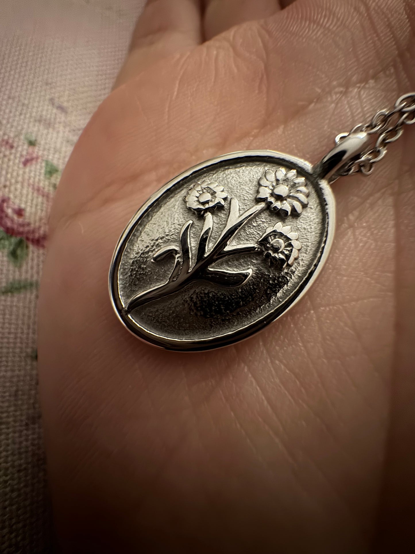 Wildflower Pendant Necklace Engraving Stainless Steel