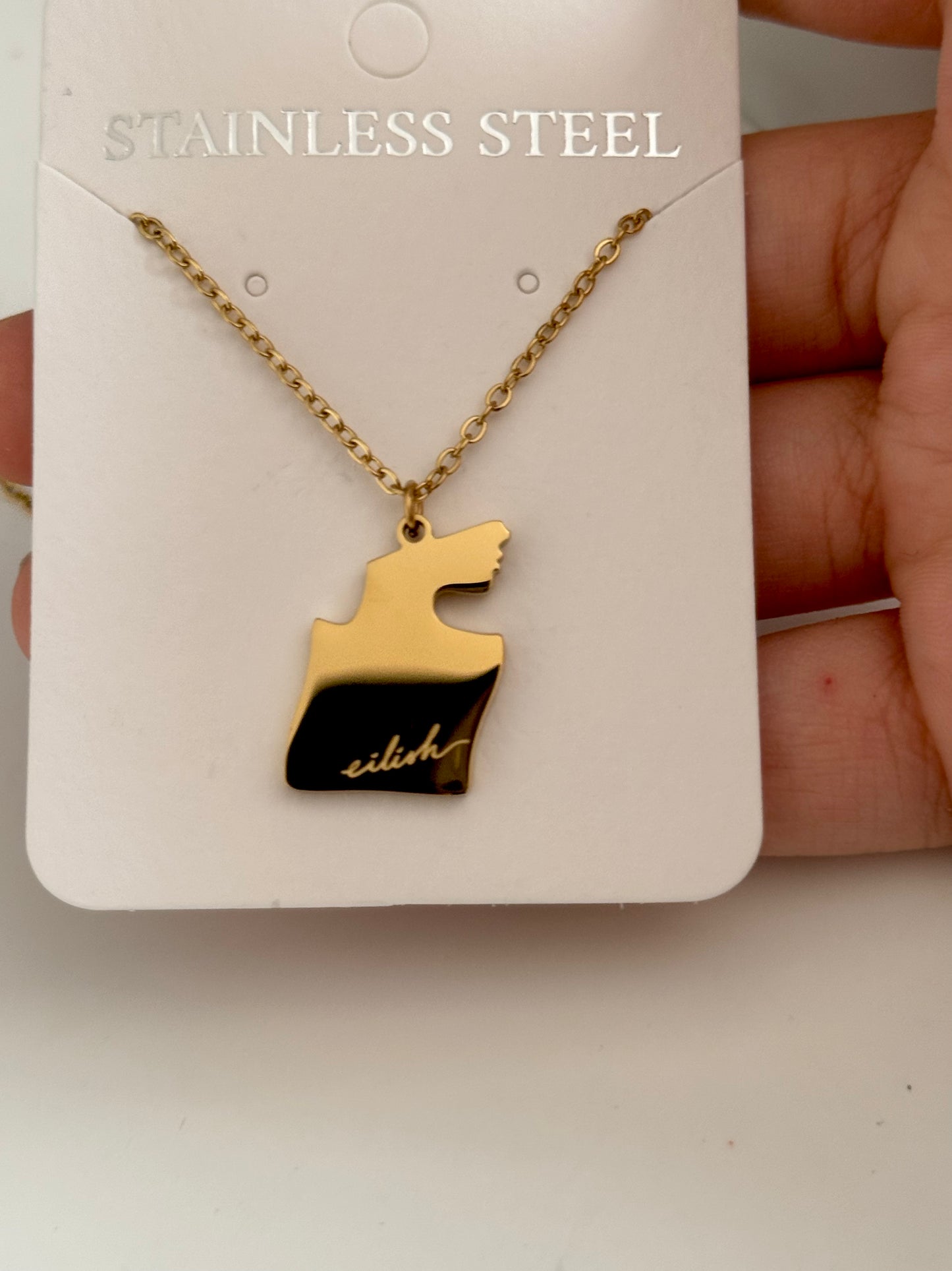 Eilish No 1 Perfume Gold Necklace Inspired Dainty Stainless Steel