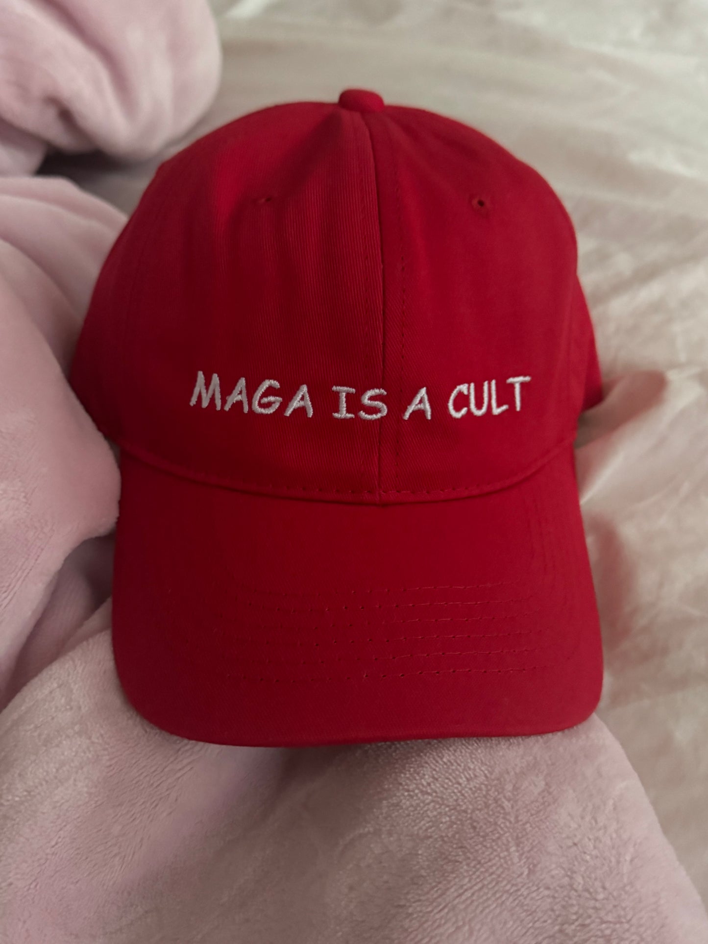 MAGA IS A CULT Red Adjustable Dad Hat