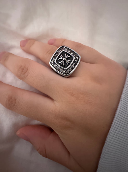 Chrome Hearts Ring Open Size Stainless Steel Stone Embedded
