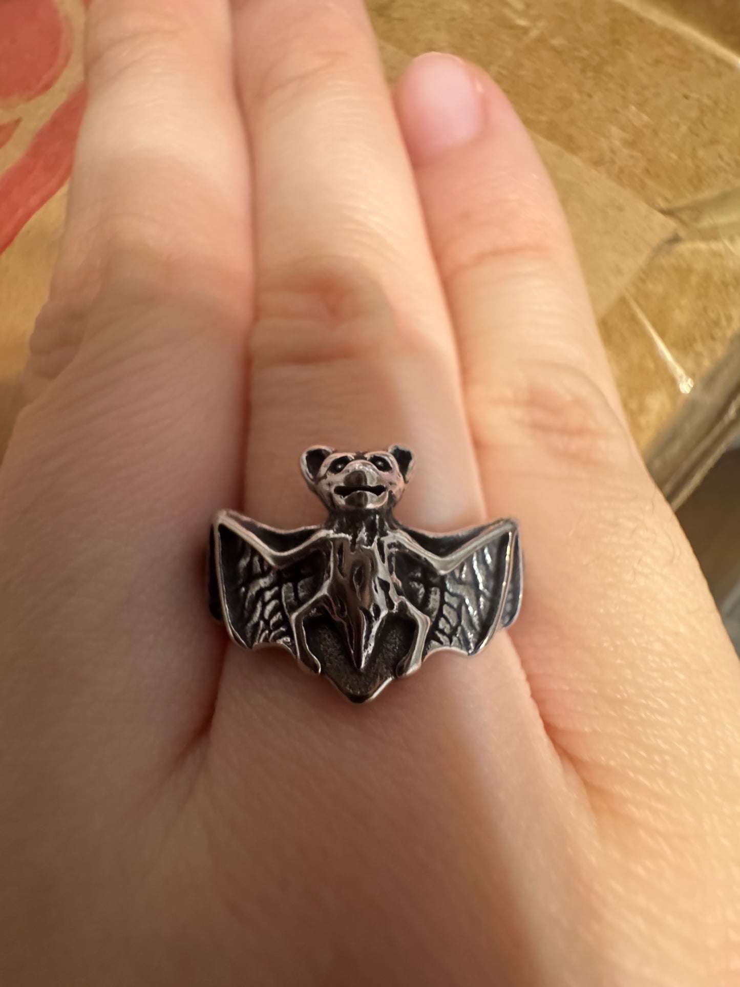 Bat Ring Stainless Steel Will never Tarnish Open Size