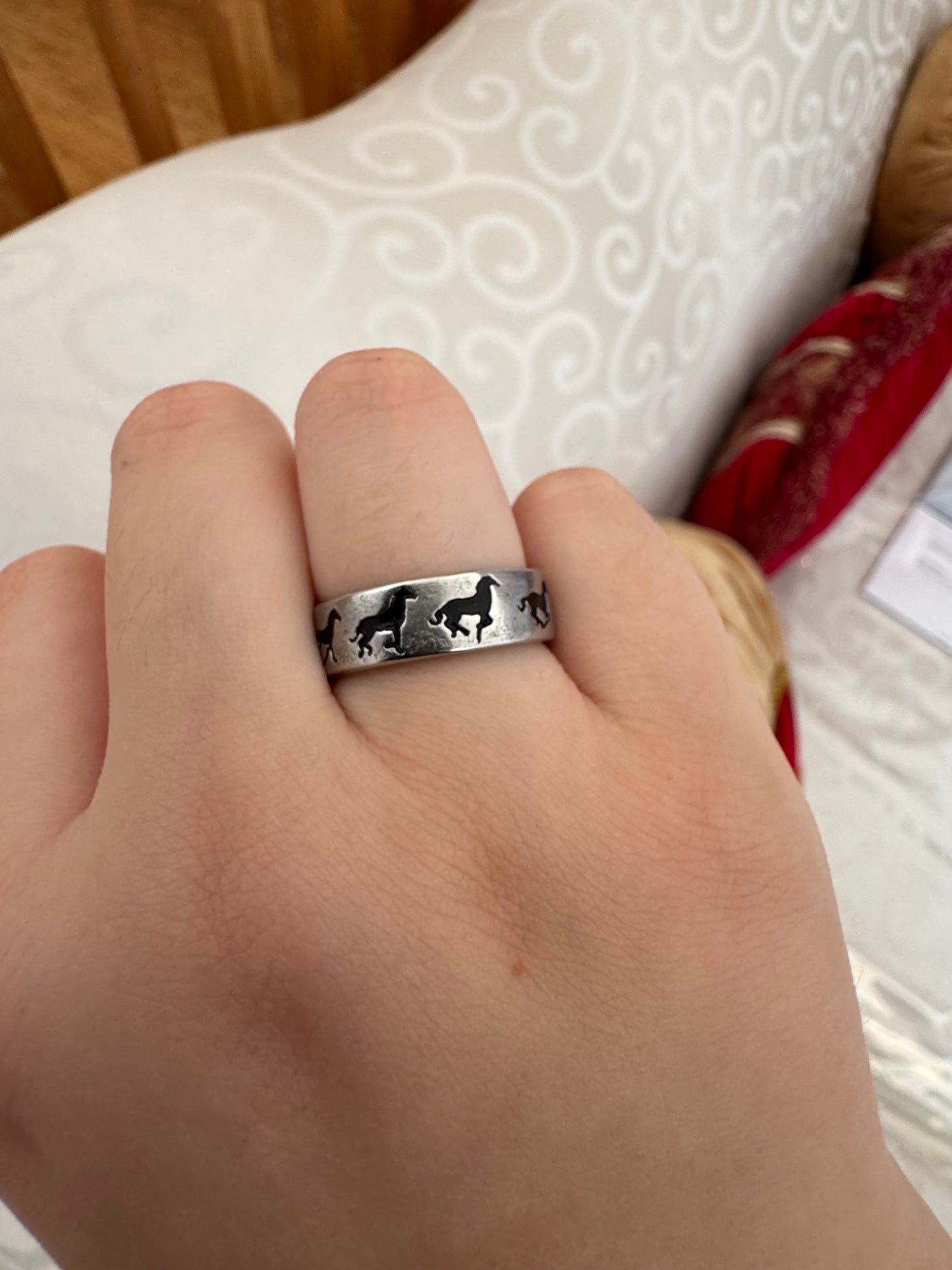 Repeat Horse Open Ring Stainless Steel Never Tarnish fits 6,7,8