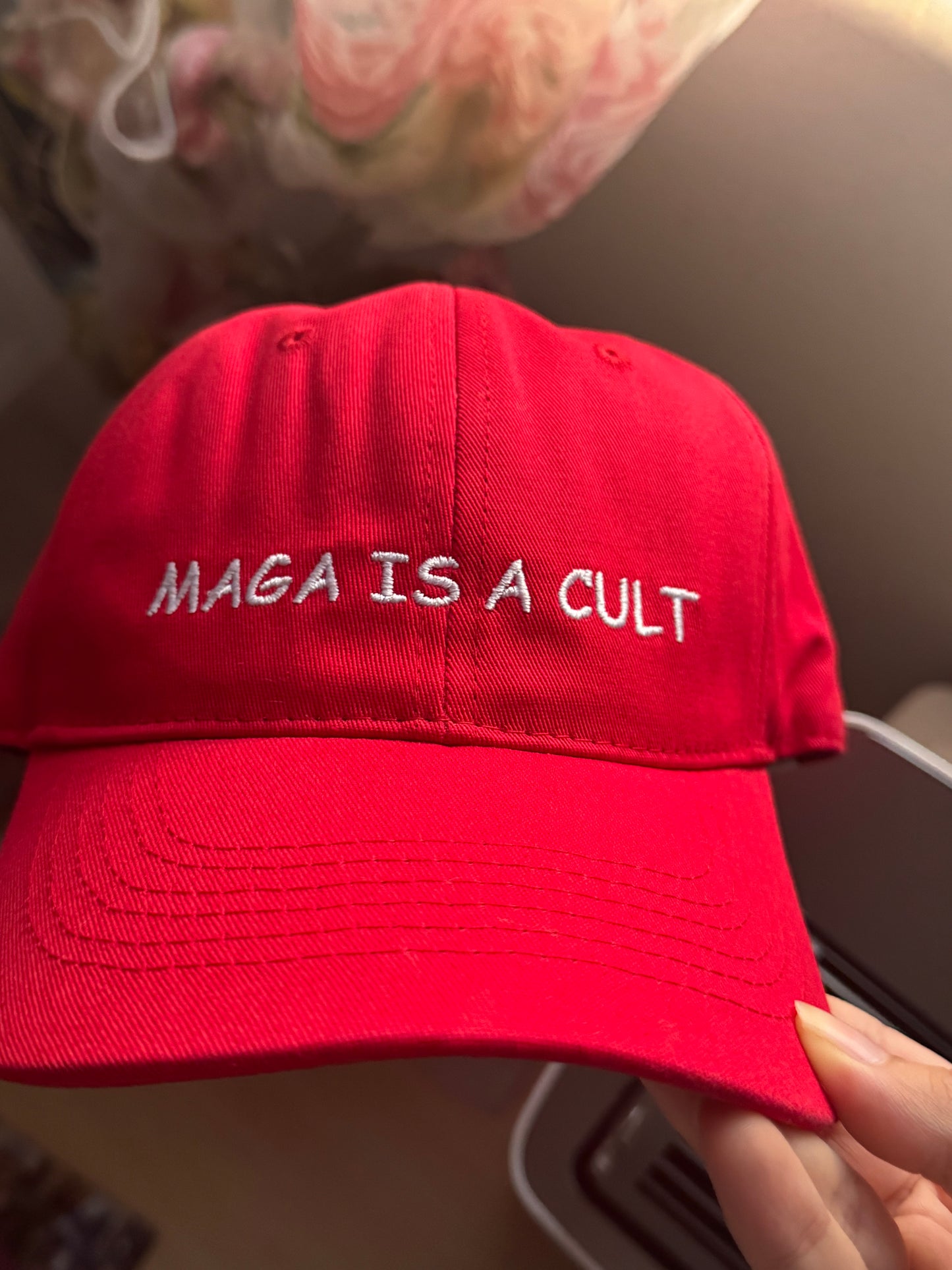 MAGA IS A CULT Red Adjustable Dad Hat