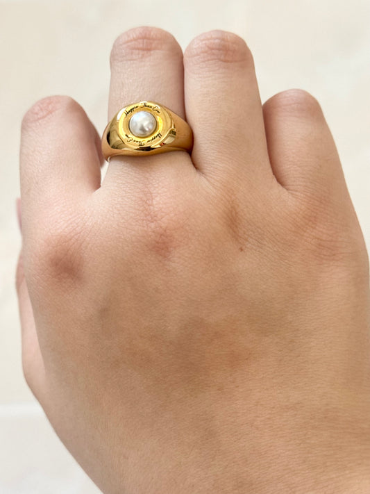 HTE Vegan Pearl Stainless Steel Open Sized Ring