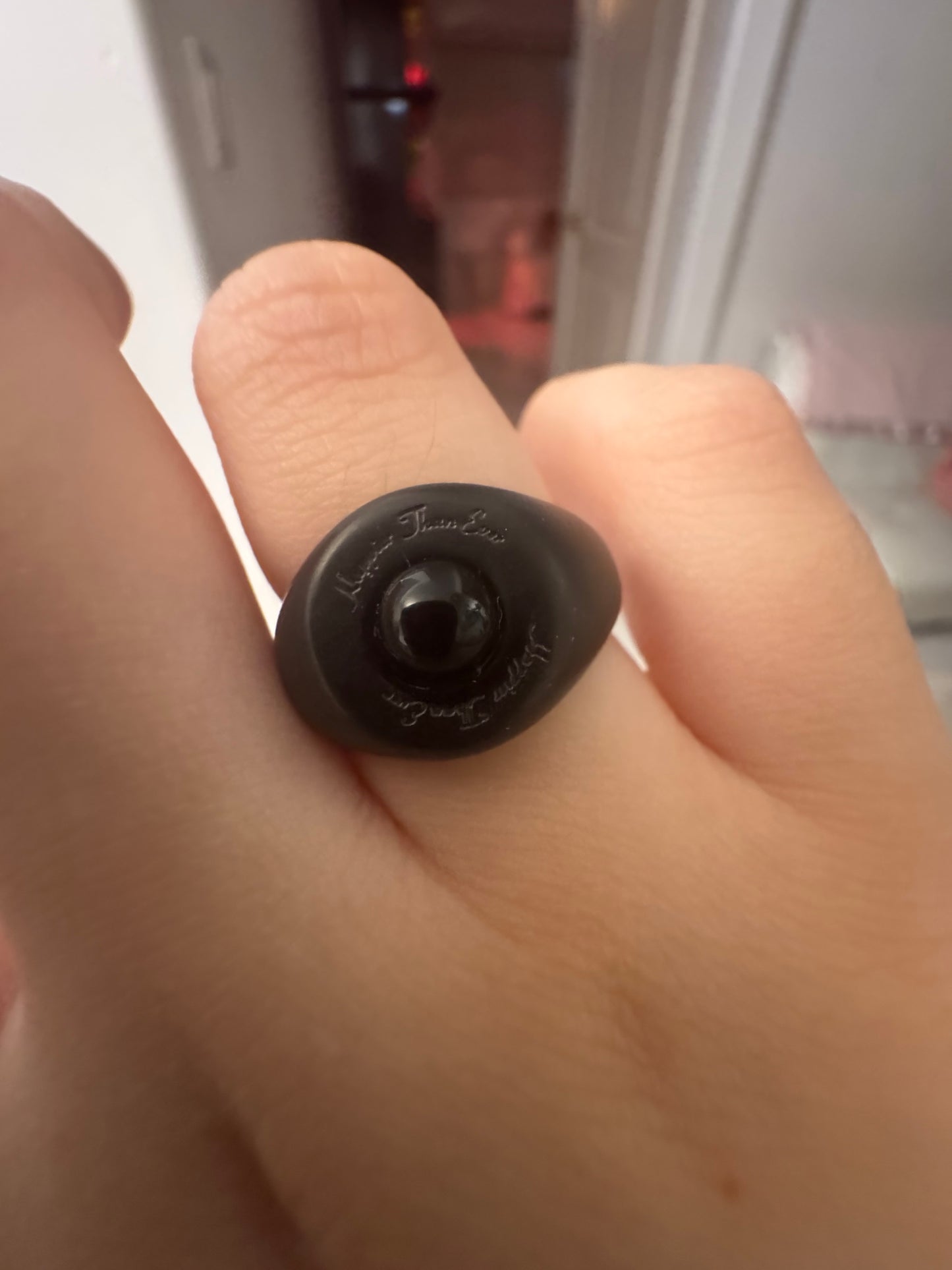 Black Vegan HTE Pearl Ring Open Size