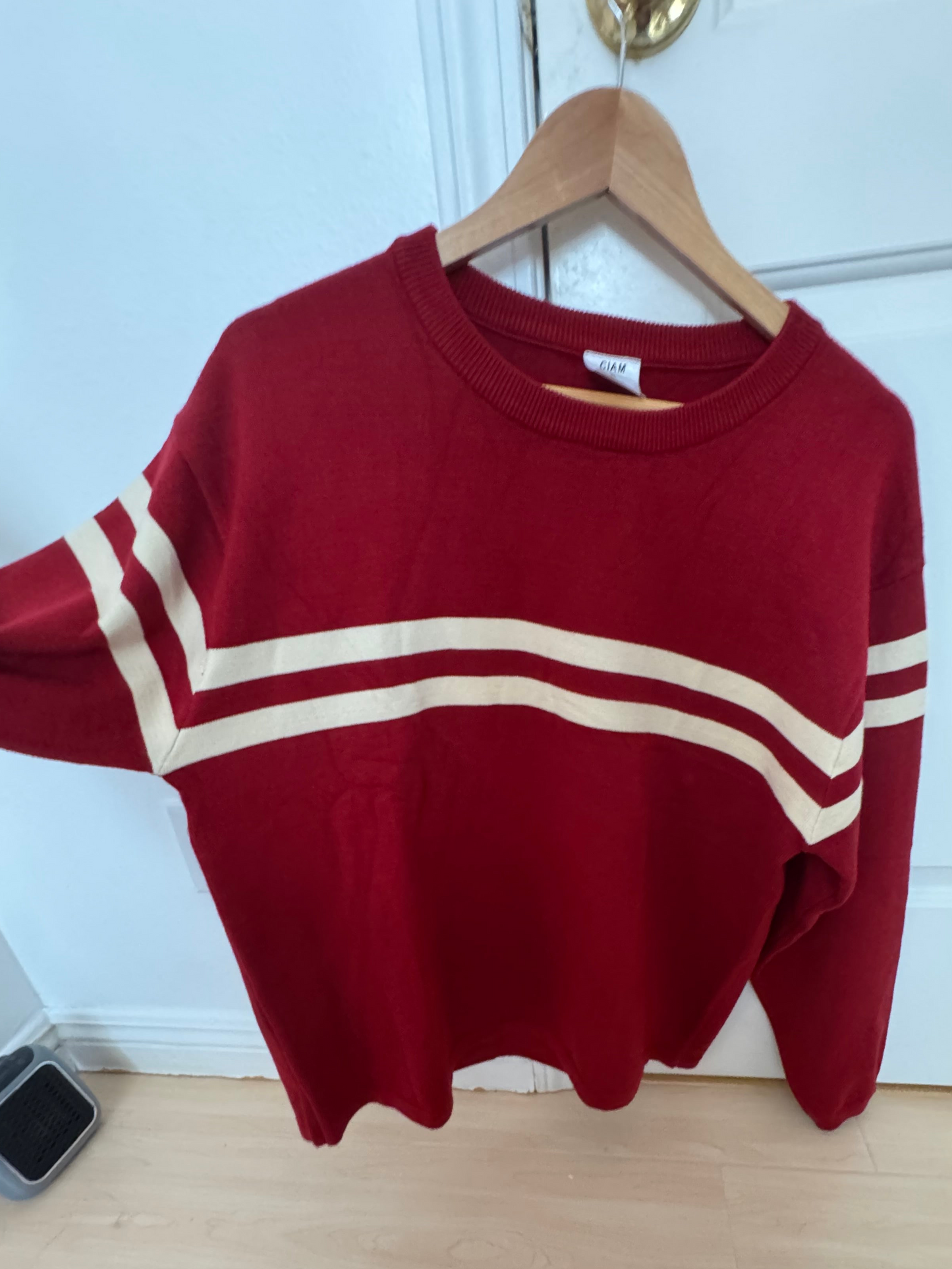 Red Cream White Striped Sweater Chihiro MV Inspired