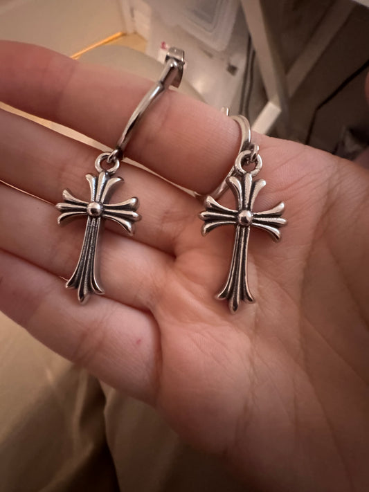 CH Cross Earrings Stainless Steel Non Tarnish