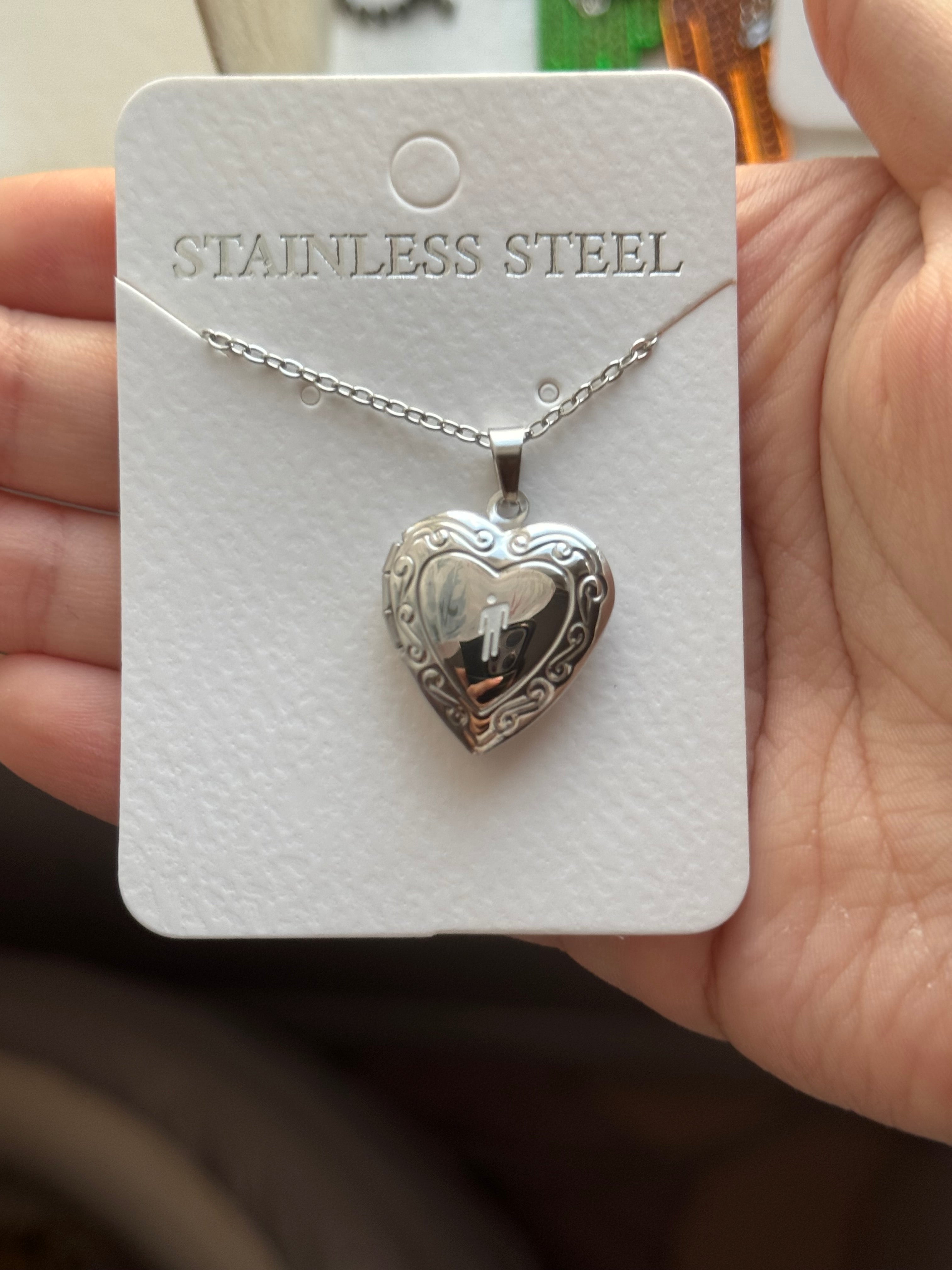 Openable engraved locket stainless steel waterproof non-tarnish ...