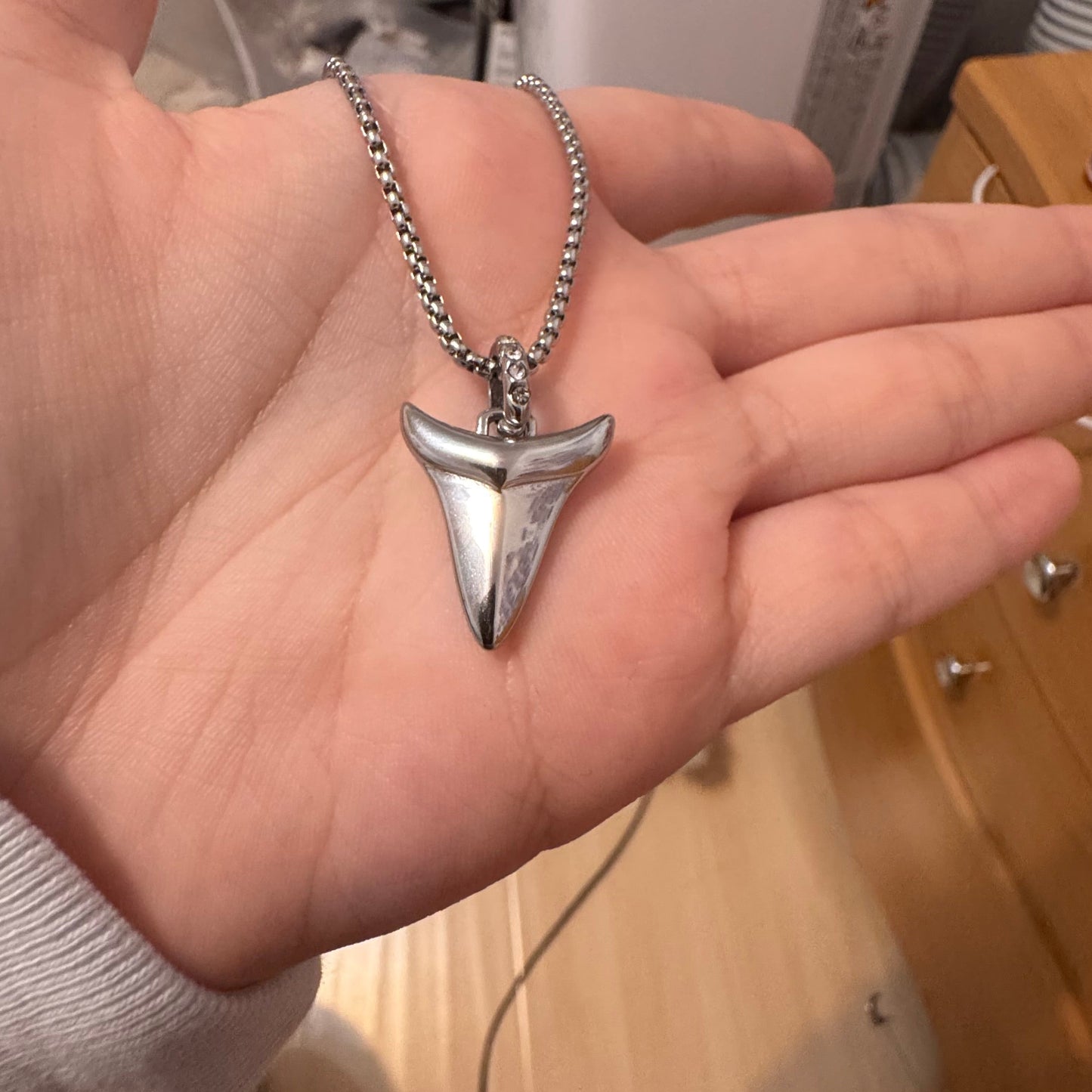 Shark Tooth Stainless Steel Stone Embedded Necklace