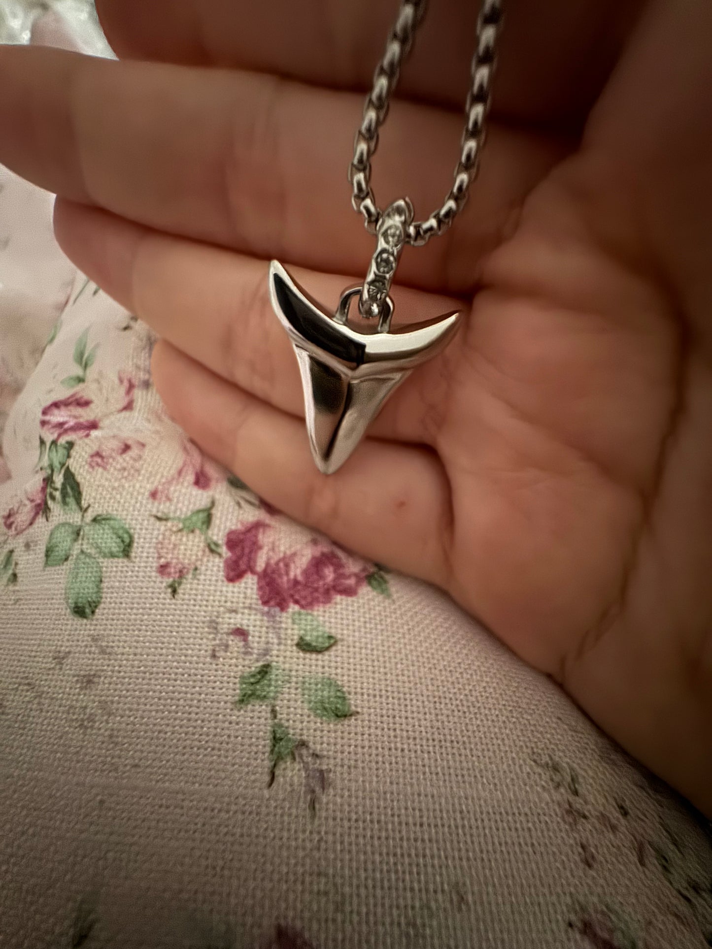 Shark Tooth Stainless Steel Stone Embedded Necklace