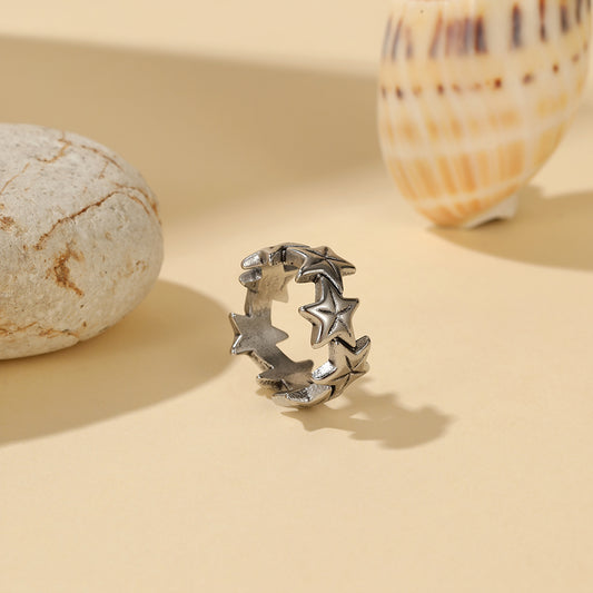 Surrounding Star Stainless Steel Ring