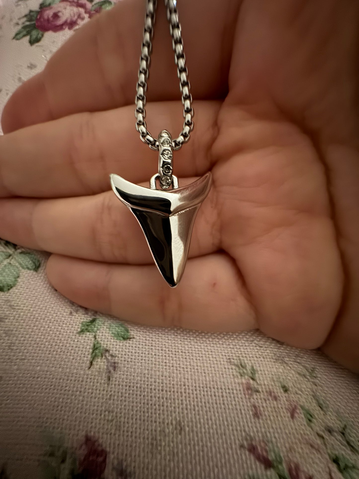 Shark Tooth Stainless Steel Stone Embedded Necklace
