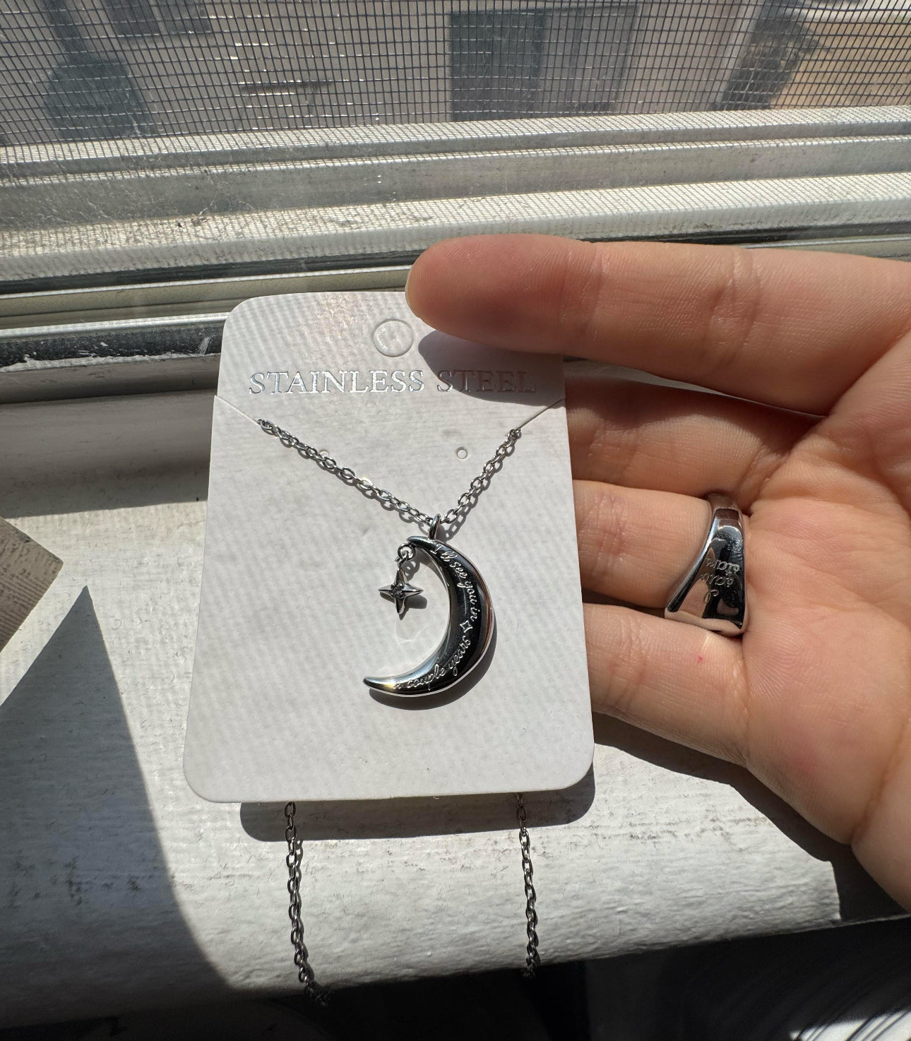 Moon “ My Future” Necklace Stainless Steel - I’ll see you in a couple years.