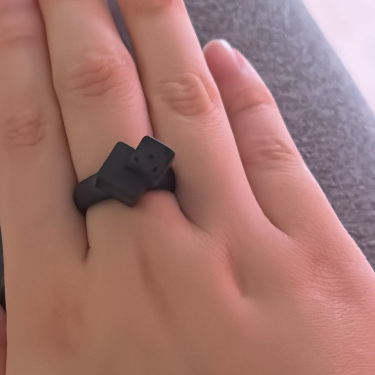 Dice Matte Black [ One dice on top of other ] OPEN RING