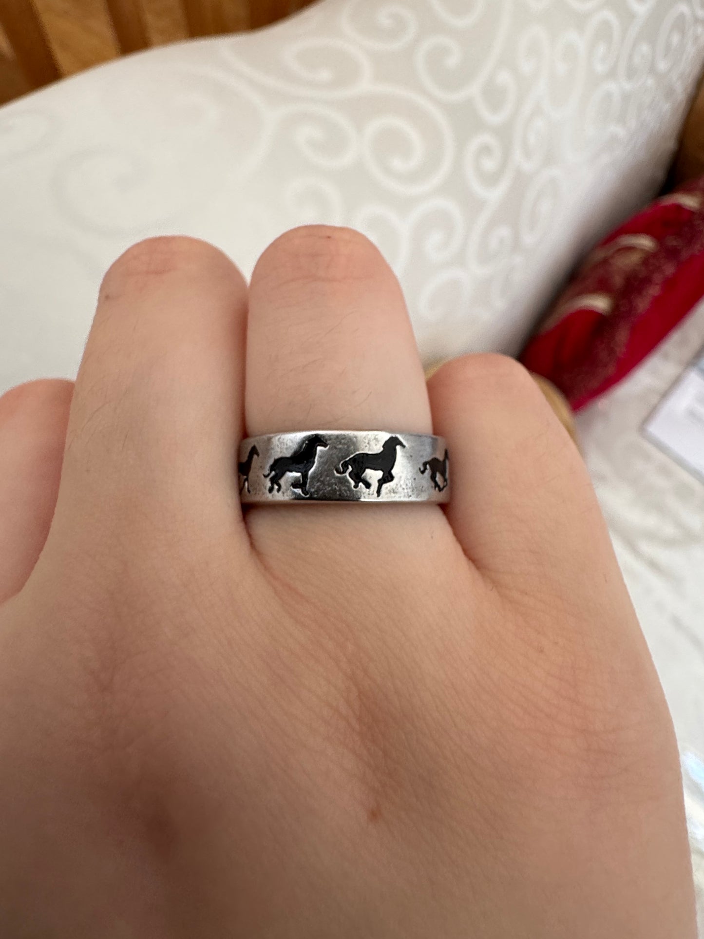 Repeat Horse Open Ring Stainless Steel Never Tarnish fits 6,7,8