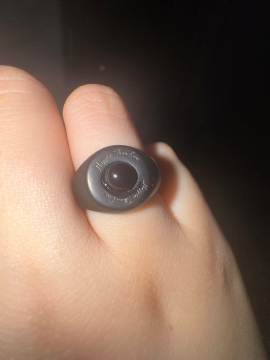 Black Vegan HTE Pearl Ring Open Size