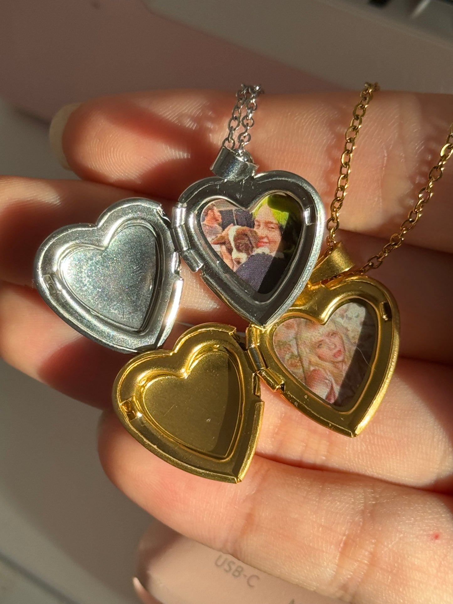 L’amour silver + gold heart locket stainless steel COMES WITH PHOTO SHOWN IN LISTING