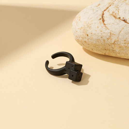 Dice Matte Black [ One dice on top of other ] OPEN RING