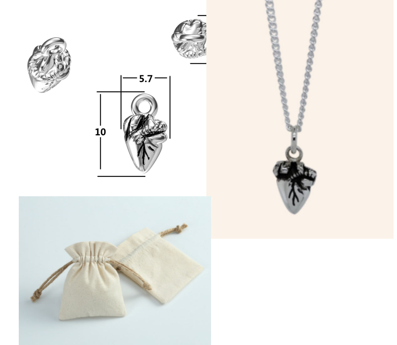 Stainless Steel Realistic Heart Necklace detailed + dainty
