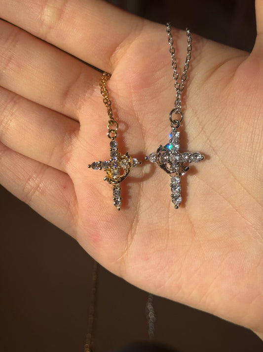 Non Tarnish Cross Necklaces Gold + Silver Stainless Steel