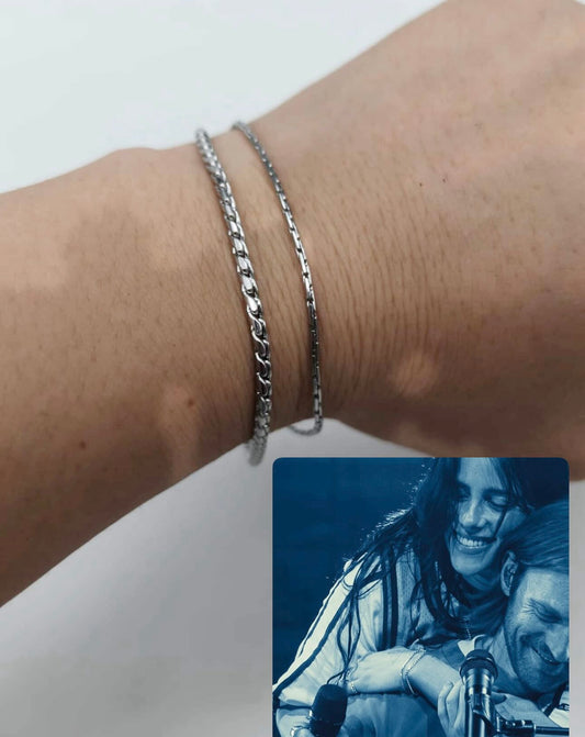 Non Tarnish Silver Chain Bracelet Two Layers