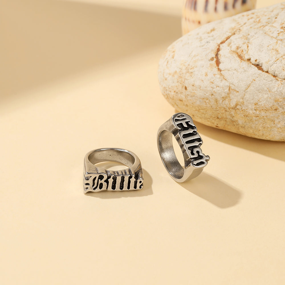 B E Ring Set (2) Rings Stainless Steel