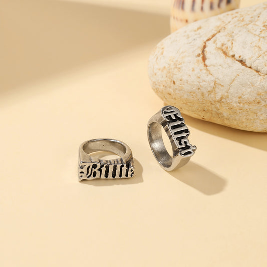 B E Ring Set (2) Rings Stainless Steel