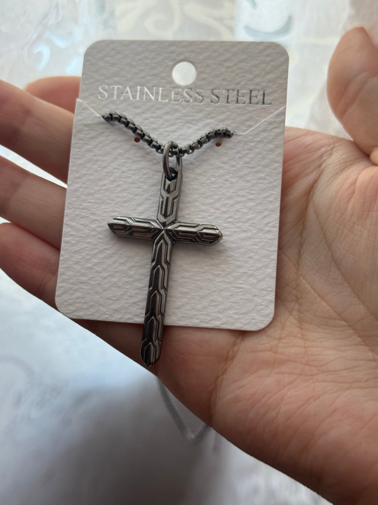 Cross Necklace Gunmetal Black Stainless Steel
