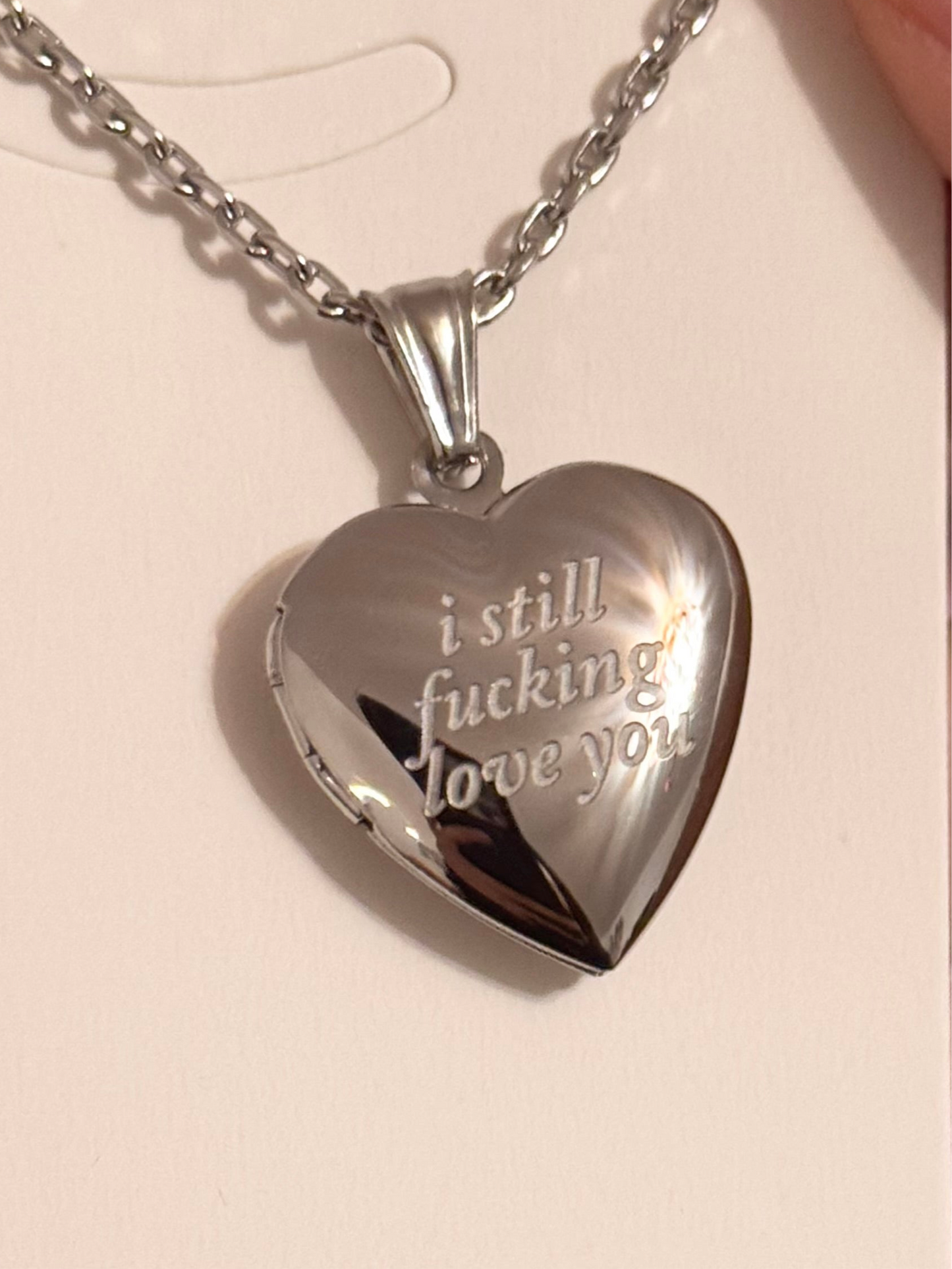 Olivia “I still fucking love you” Stainless Steel Heart Locket