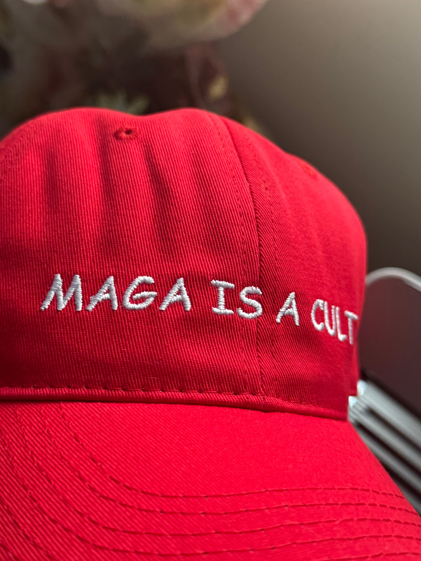 MAGA IS A CULT Red Adjustable Dad Hat