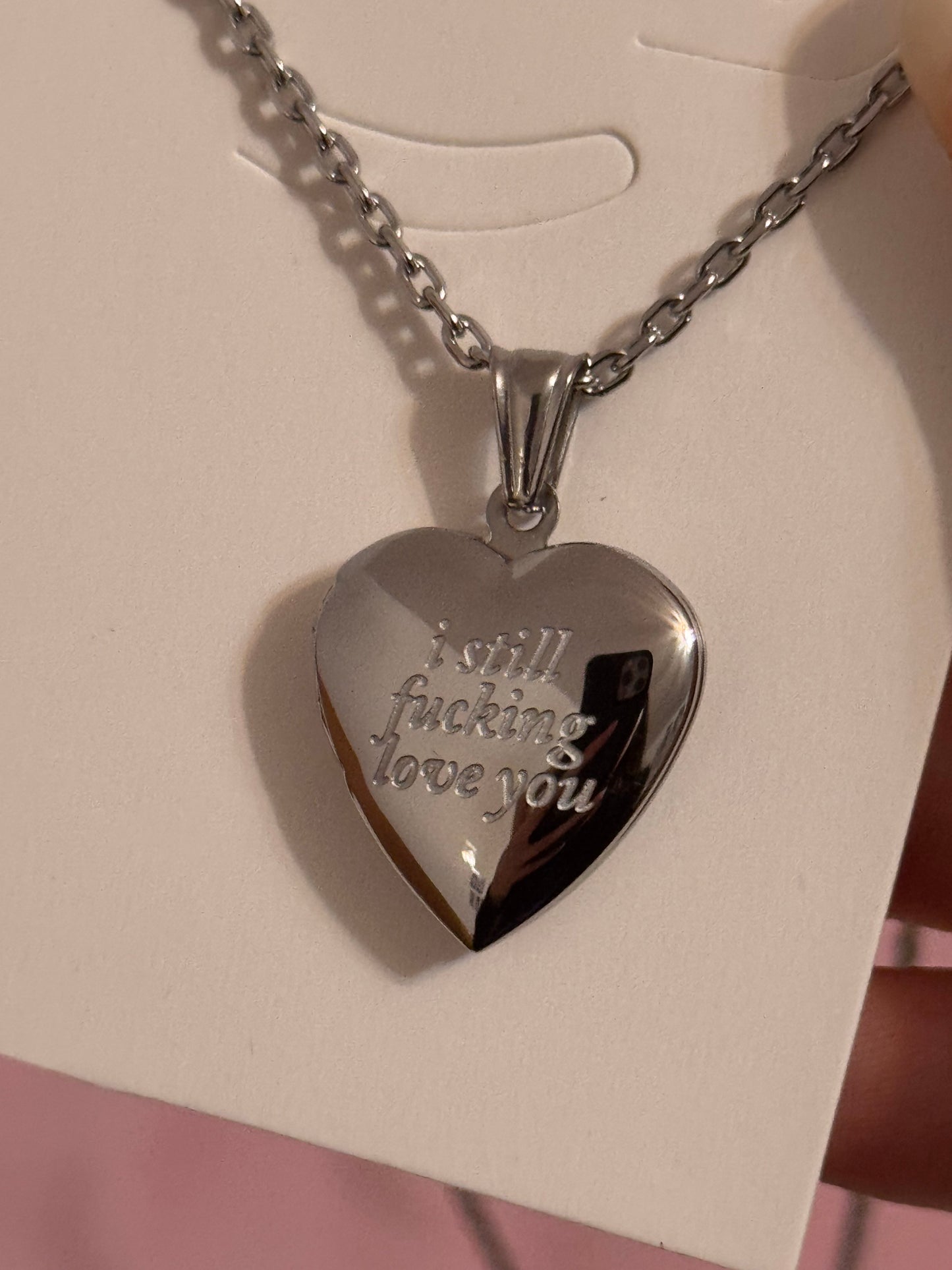 Olivia “I still fucking love you” Stainless Steel Heart Locket