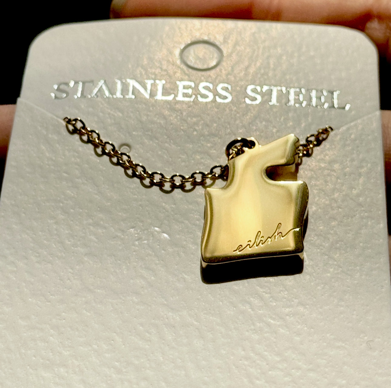 Eilish No 1 Perfume Gold Necklace Inspired Dainty Stainless Steel