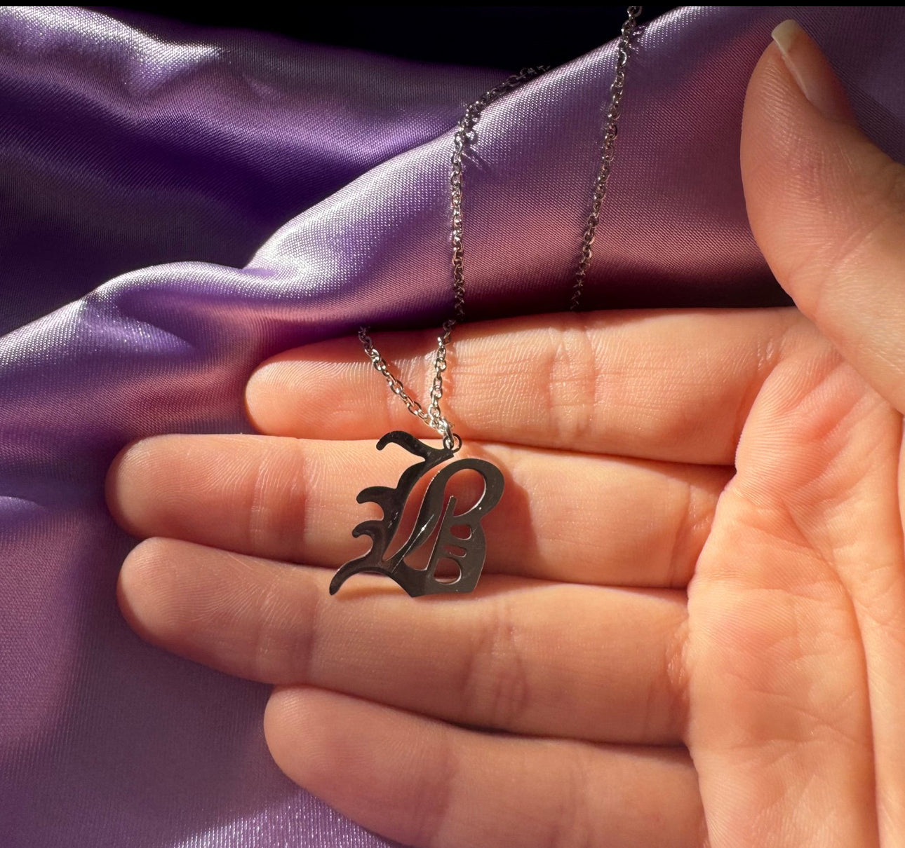 “B” Necklace Stainless Steel Dainty Worn by BE