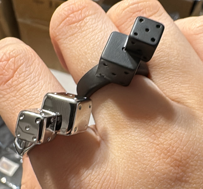 Dice Matte Black [ One dice on top of other ] OPEN RING