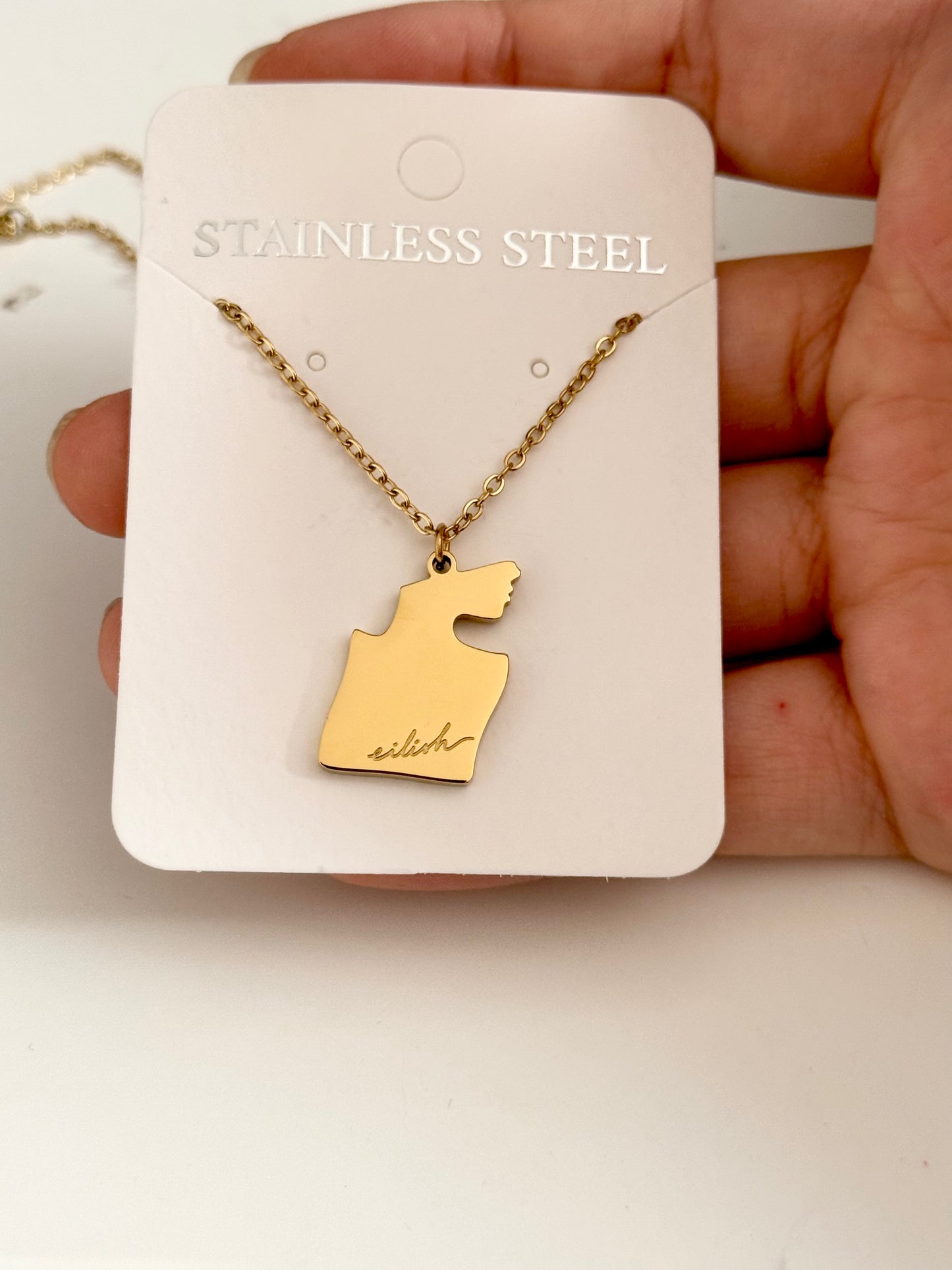 Eilish No 1 Perfume Gold Necklace Inspired Dainty Stainless Steel