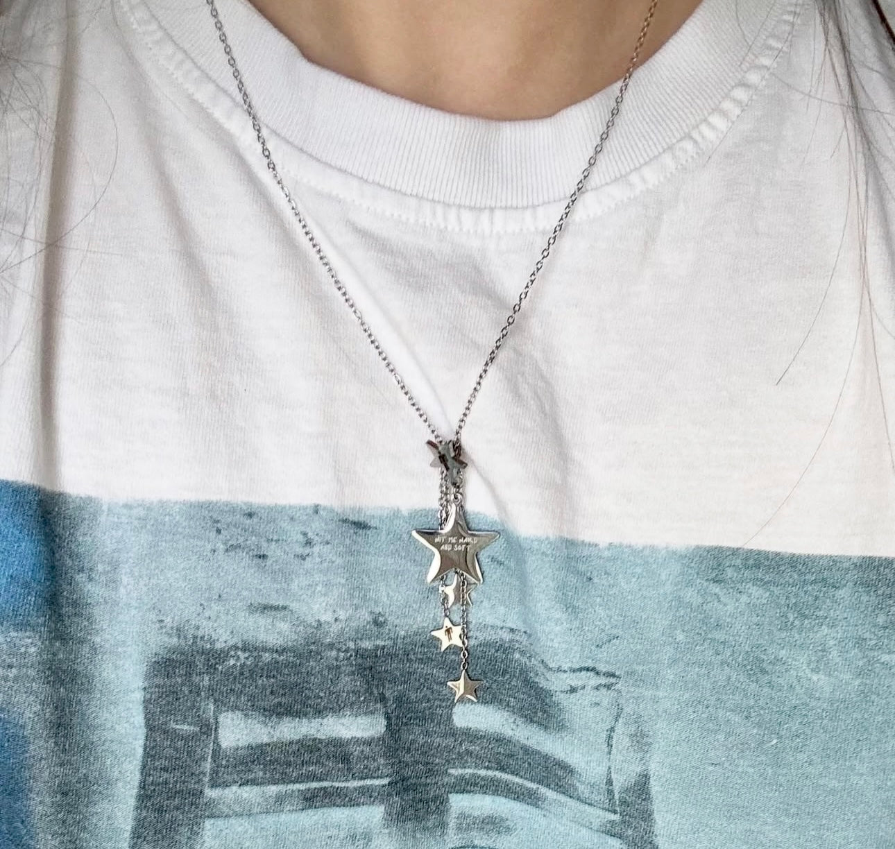 HMHAS Star Themed Necklace Stainless Steel Engraving