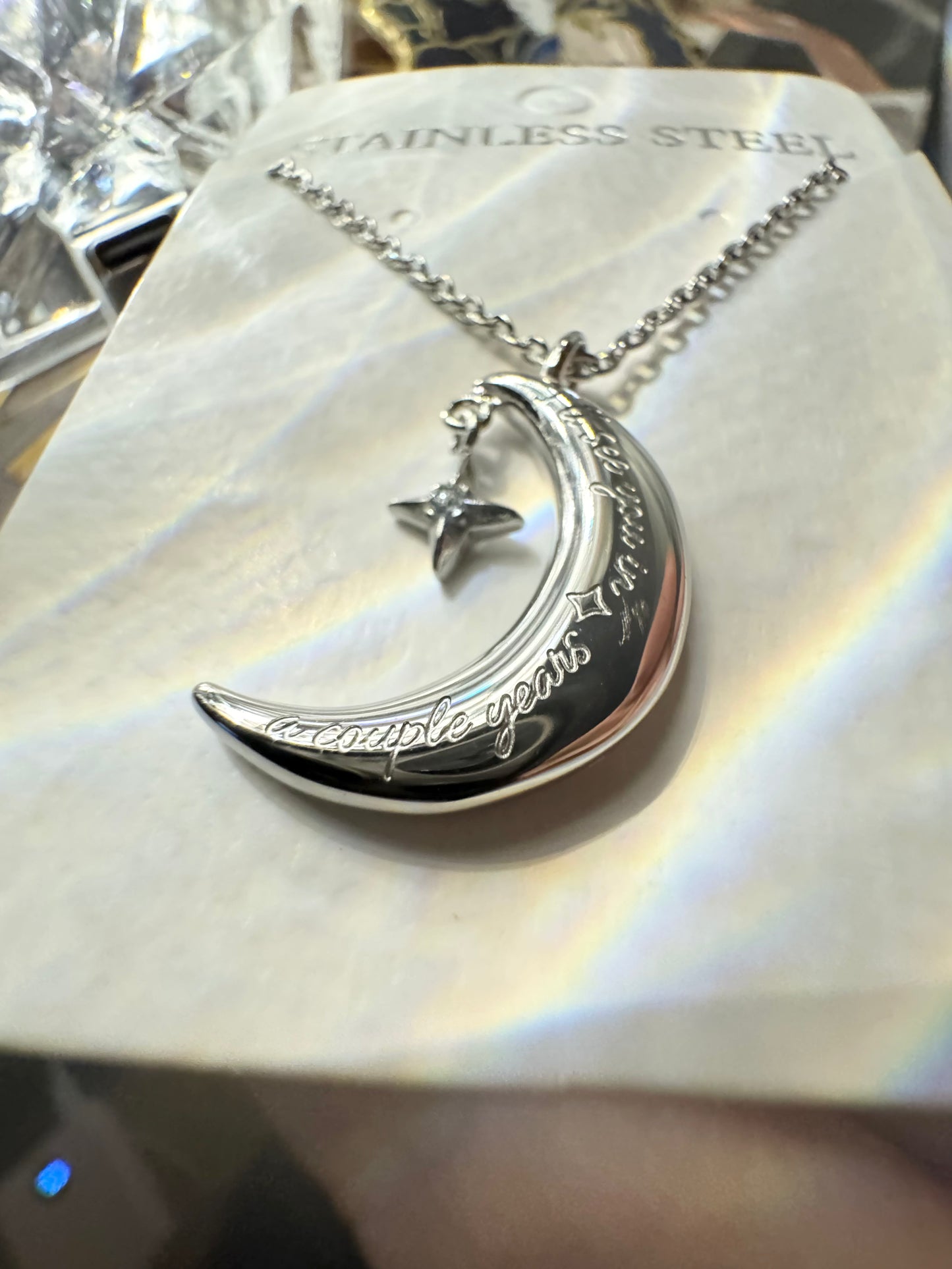 Moon “ My Future” Necklace Stainless Steel - I’ll see you in a couple years.