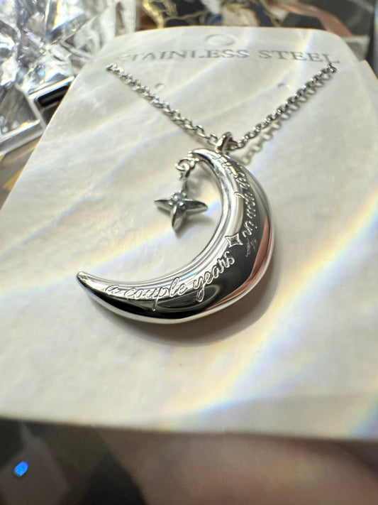 Moon “ My Future” Necklace Stainless Steel - I’ll see you in a couple years.