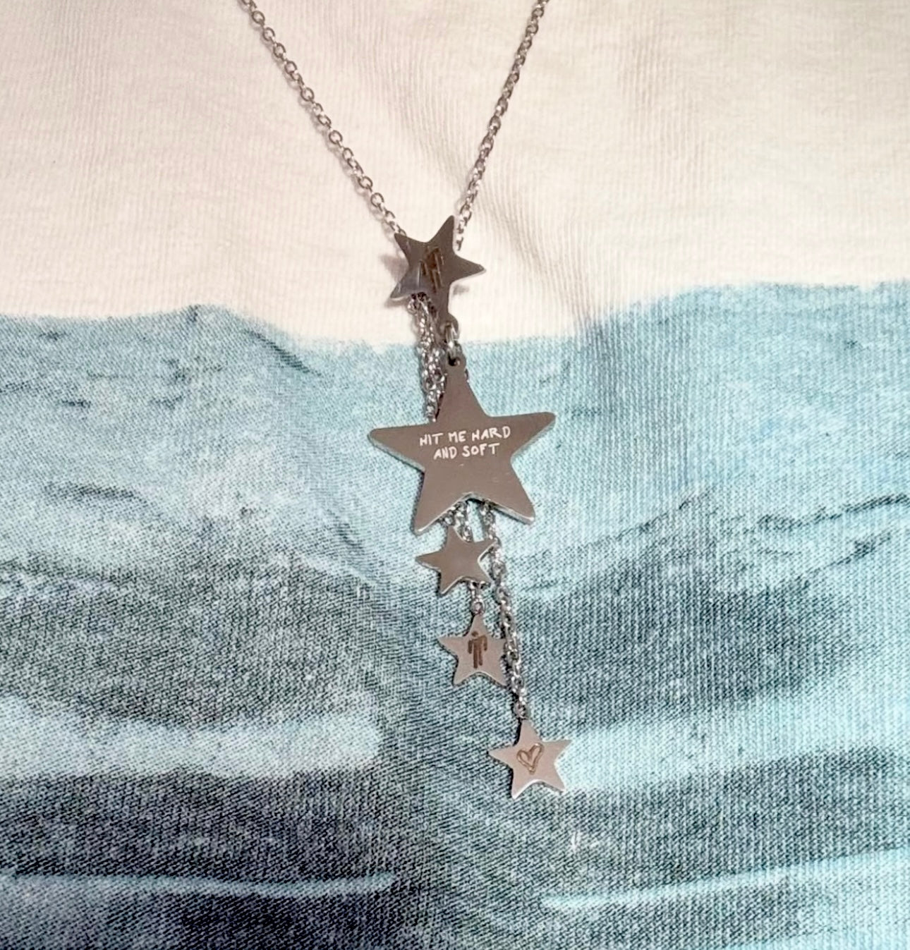 HMHAS Star Themed Necklace Stainless Steel Engraving